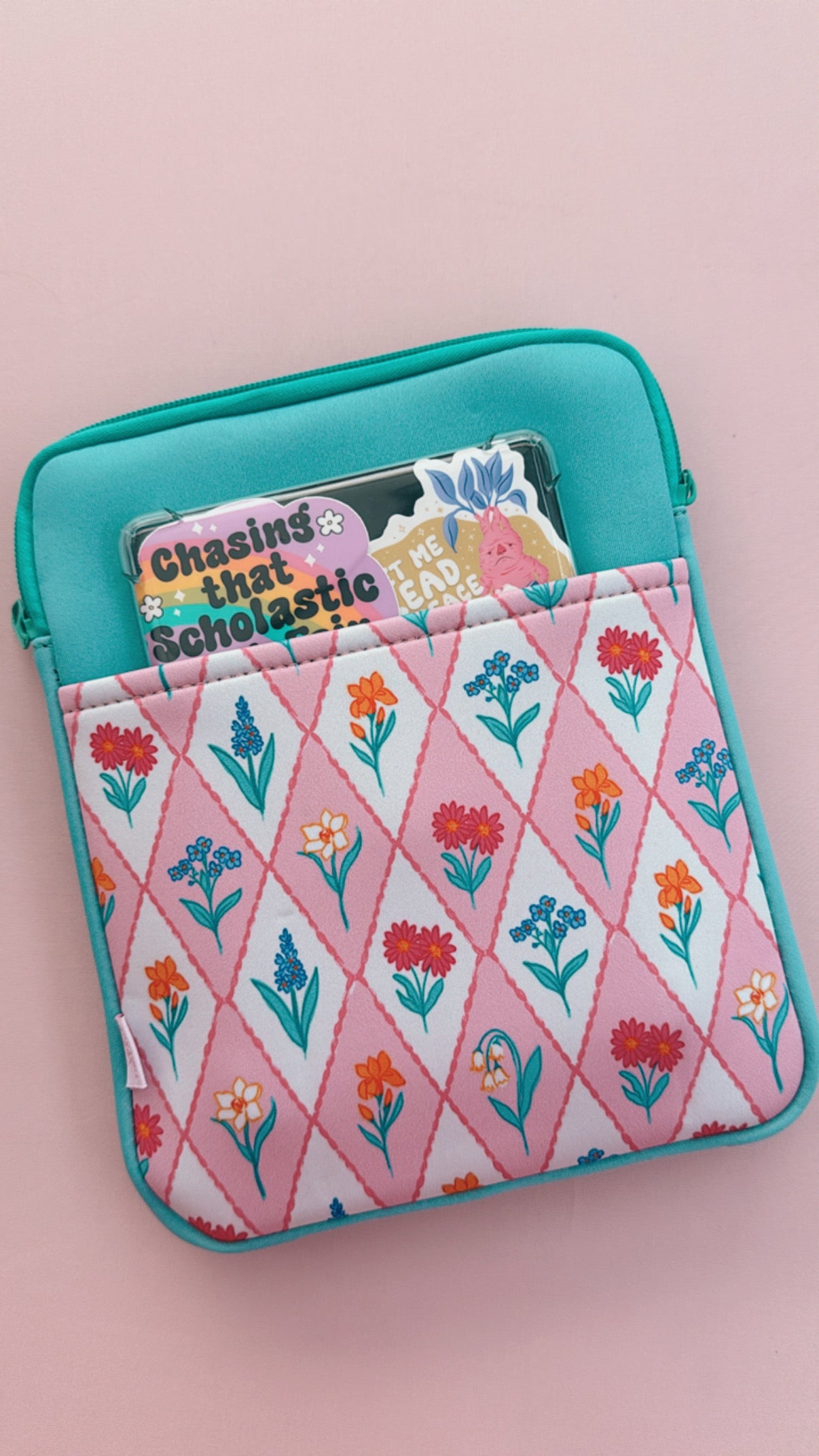 Floral Zipper Book and Kindle/E-Reader Sleeve