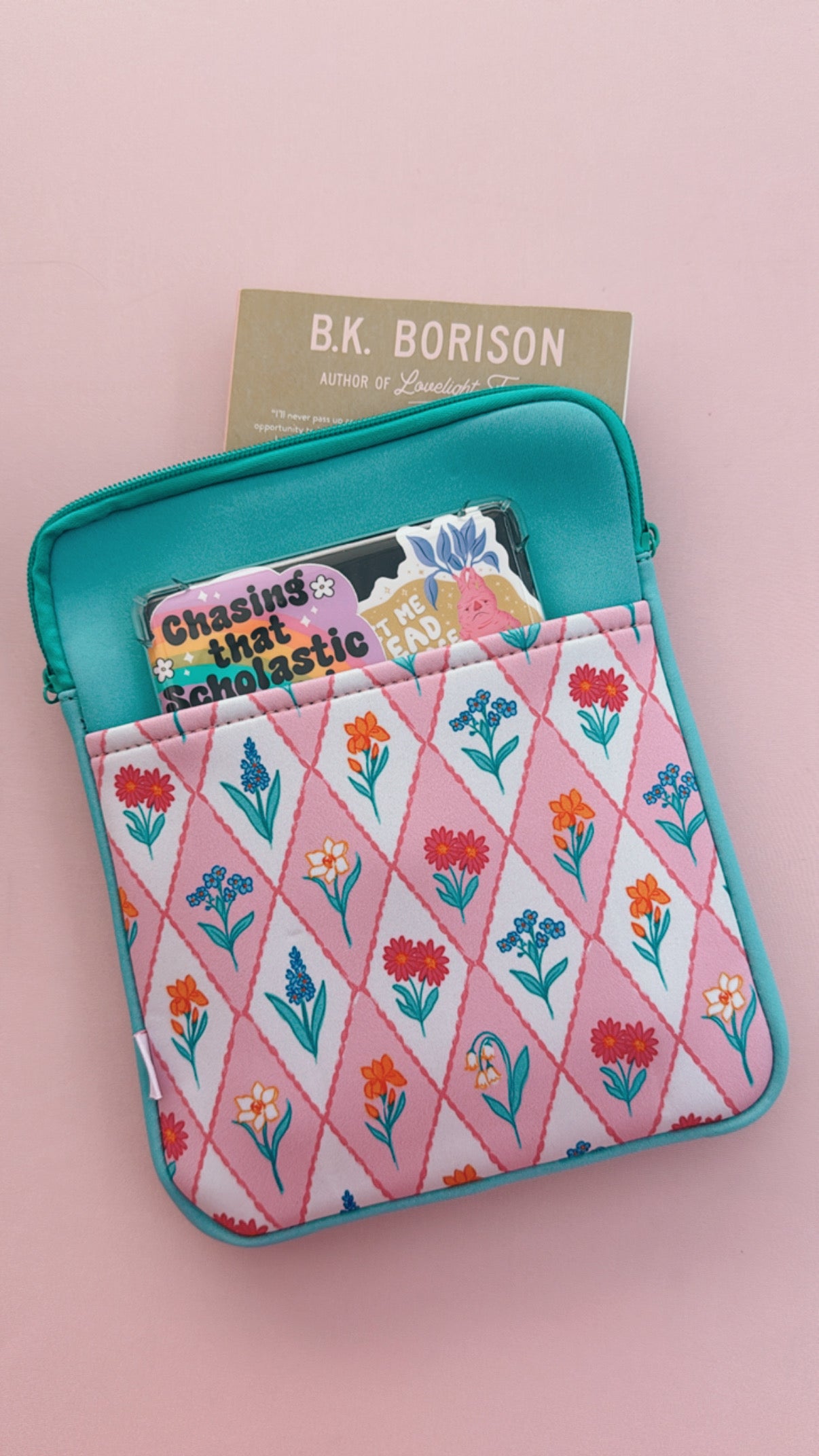 Floral Zipper Book and Kindle/E-Reader Sleeve