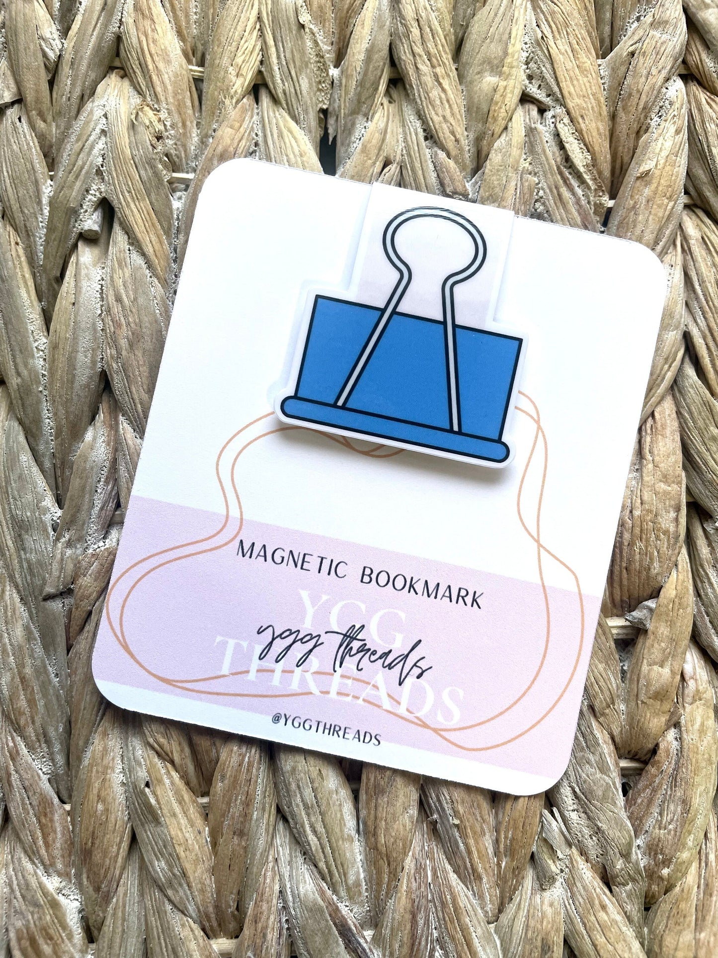 Blue Binder Clip Magnetic Bookmark