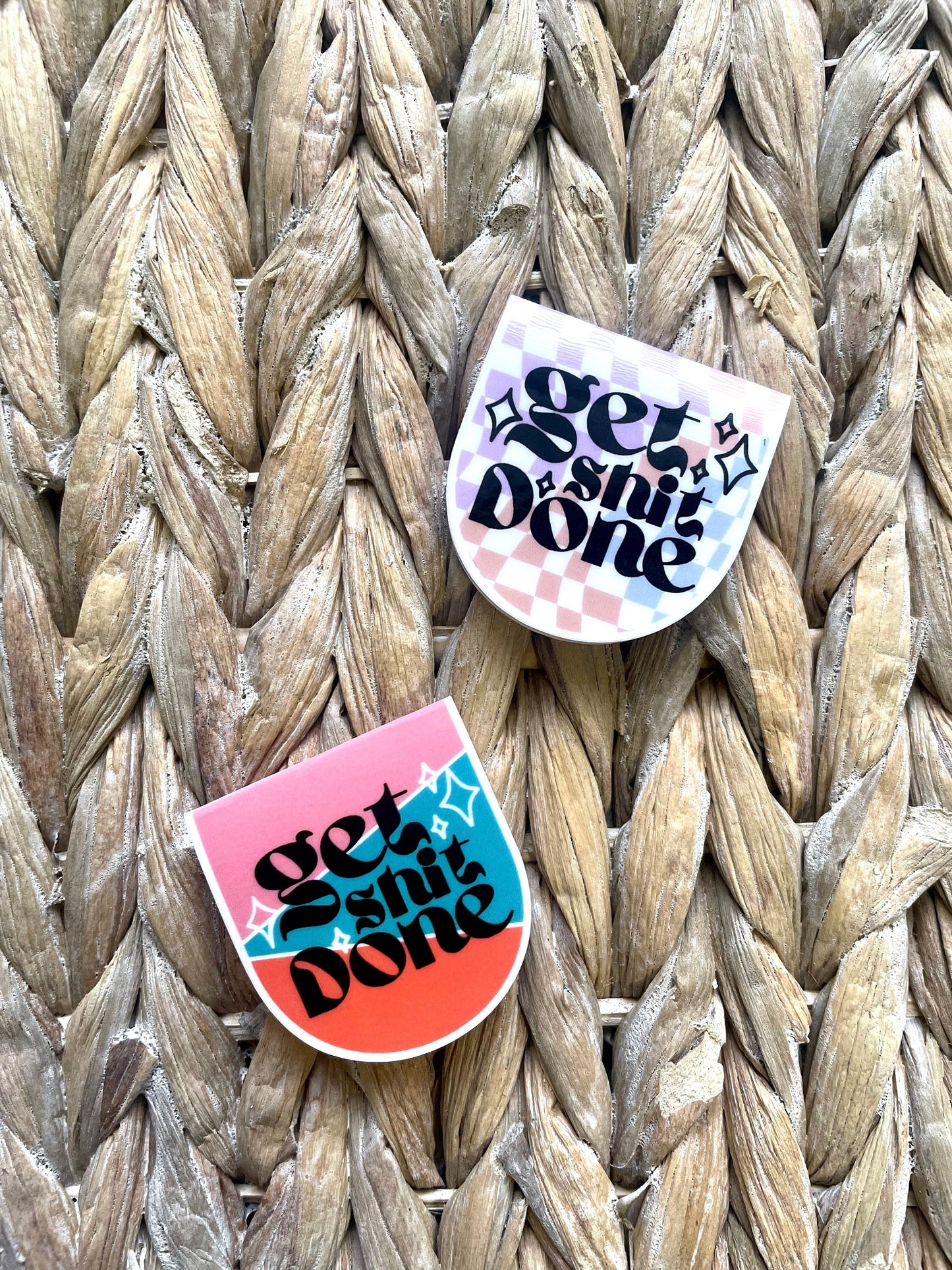 Get Shit Done Groovy Checkered Magnetic Bookmark