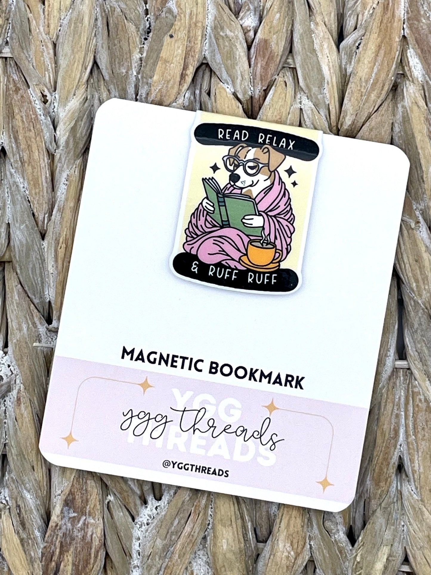 Read Relax Cozy Dog Magnetic Bookmark