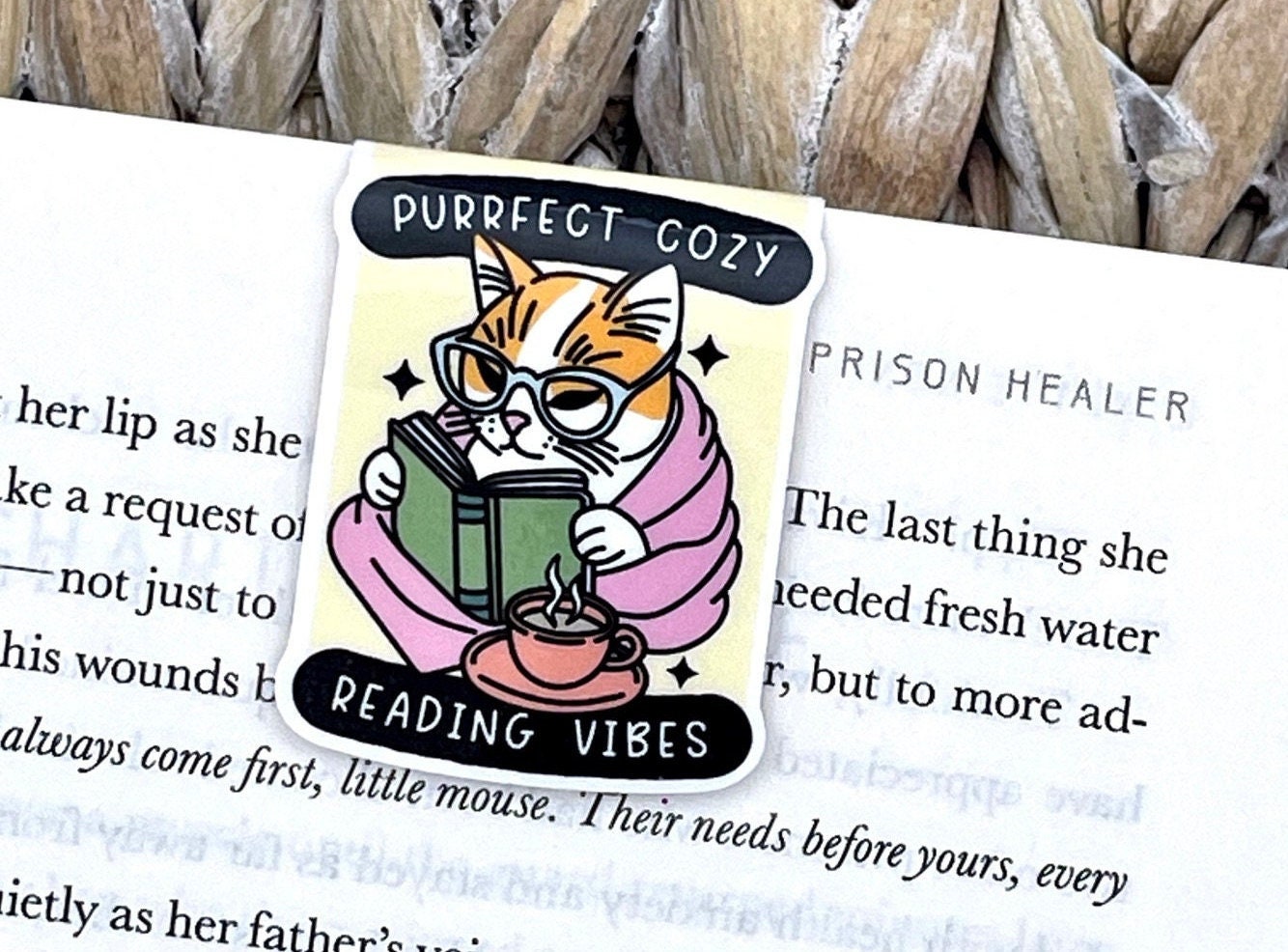 Purrfect Cozy Reading Vibes Magnetic Bookmark