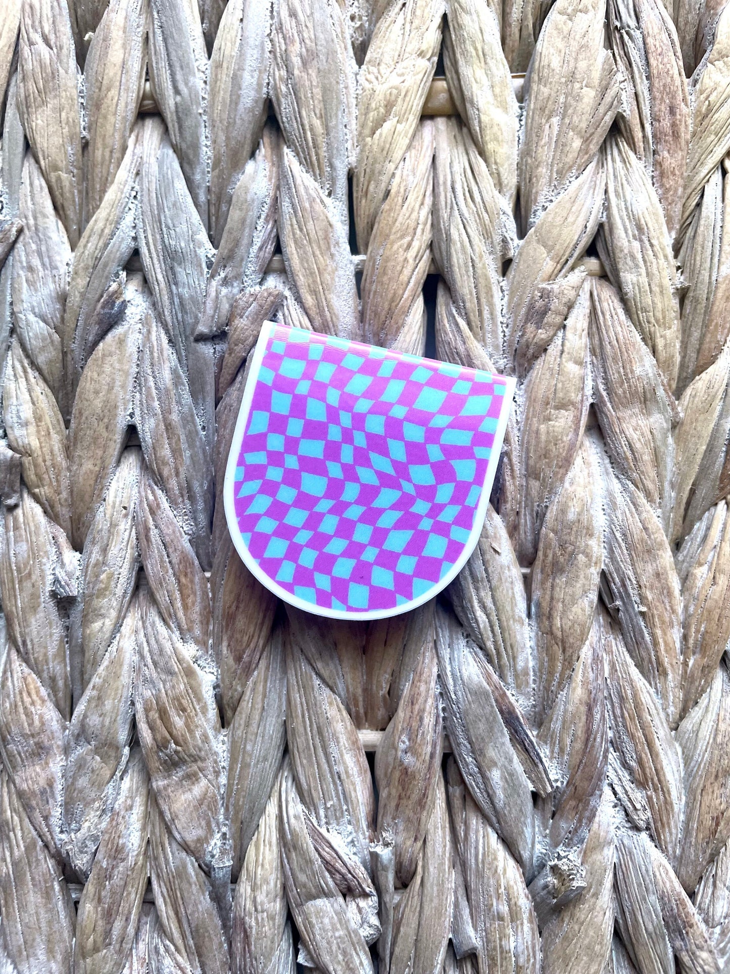 Purple Blue Wavy Checkered Magnetic Bookmark
