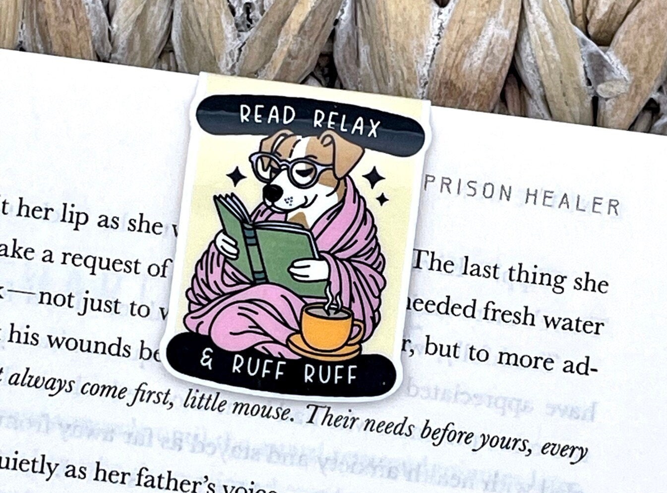 Read Relax Cozy Dog Magnetic Bookmark