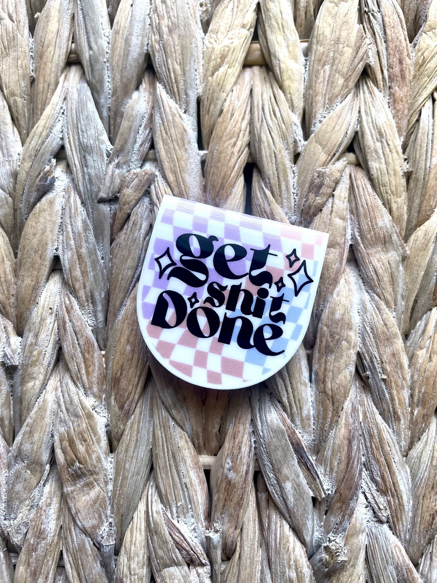 Get Shit Done Groovy Checkered Magnetic Bookmark