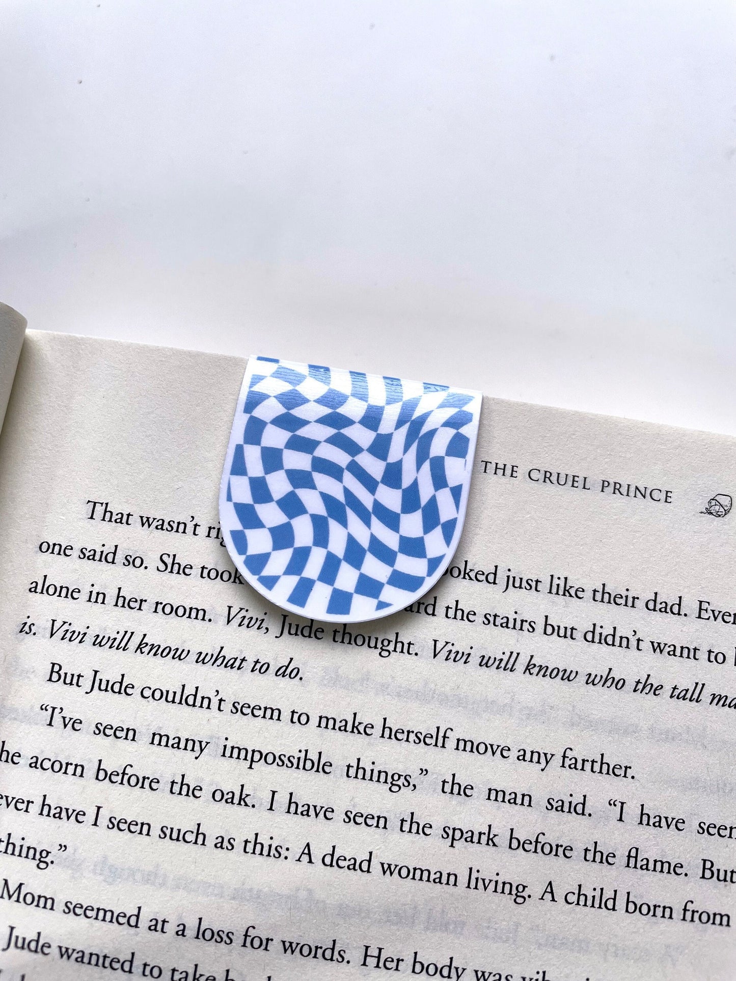 Blue Wavy Checkered Groovy Magnetic Bookmark