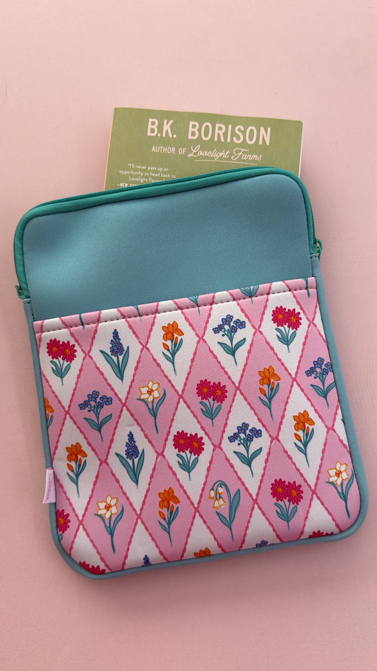 Floral Zipper Book and Kindle/E-Reader Sleeve