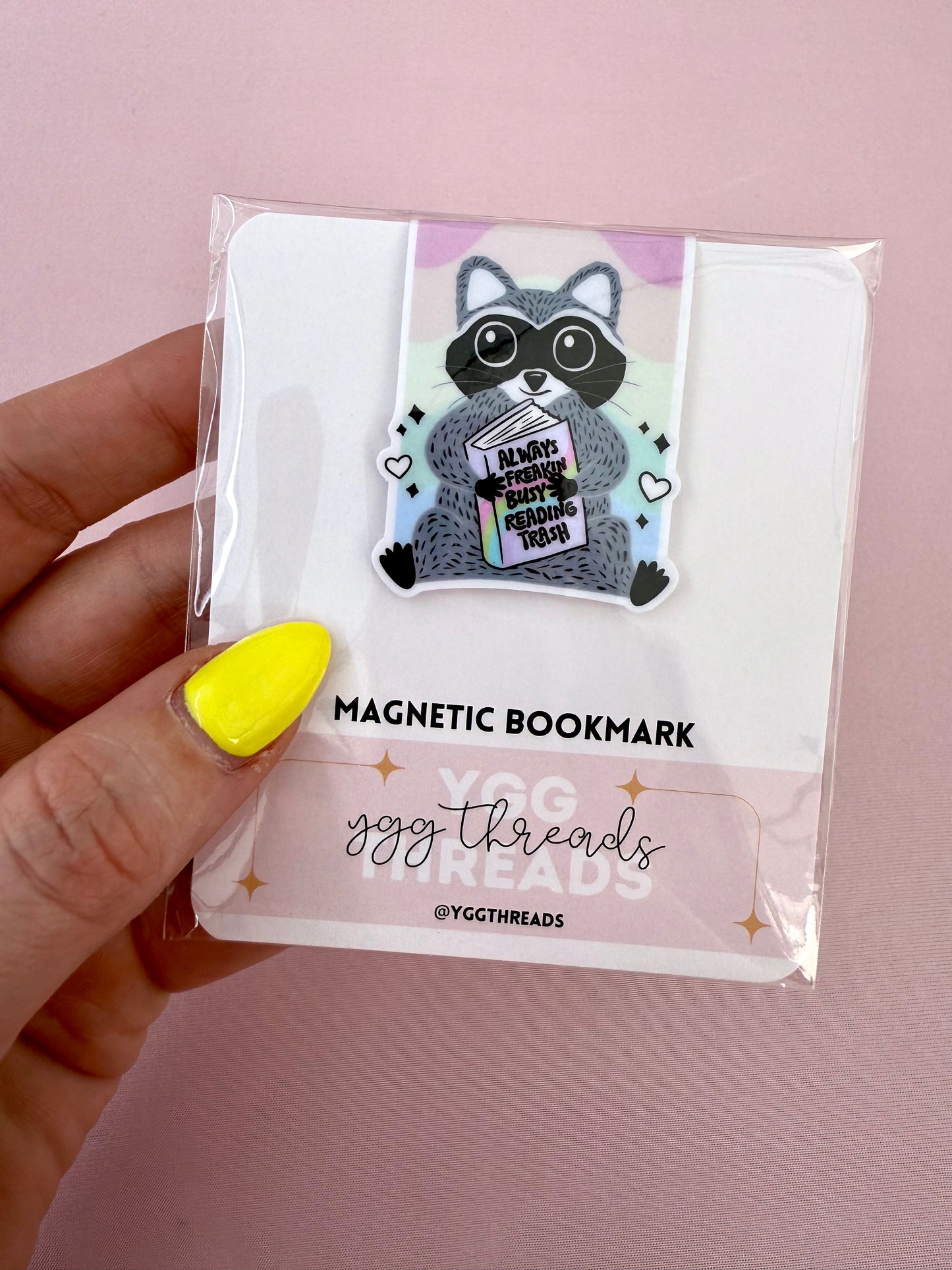 Always Busy Reading Trash Raccoon Magnetic Bookmark