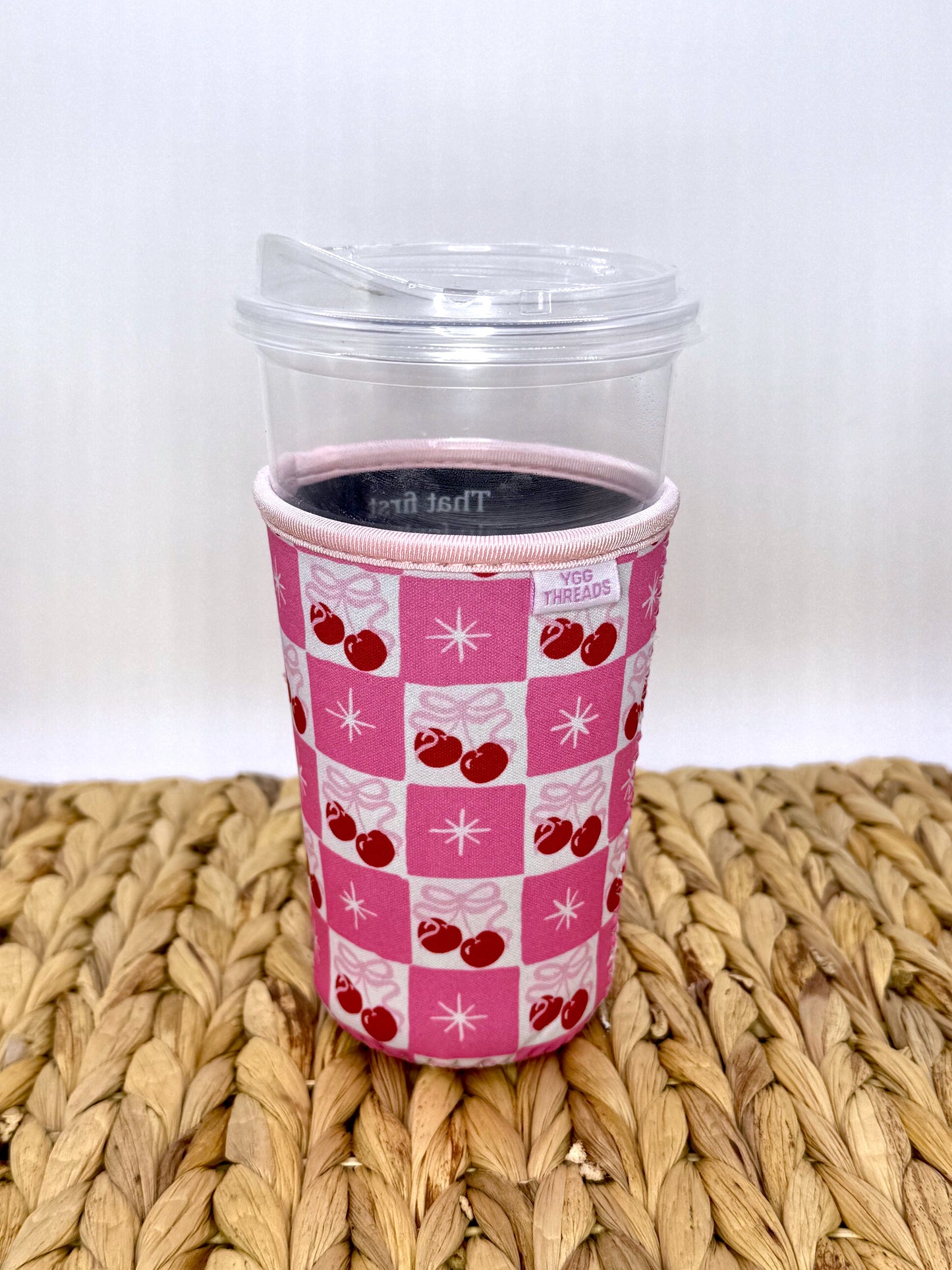 Cherry Bow Coquette Girlie Drink Sleeve