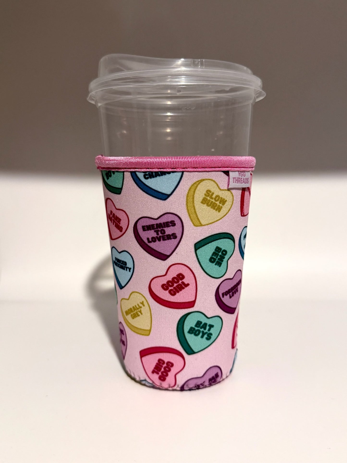 Candy Hearts Book Tropes Drink Sleeve