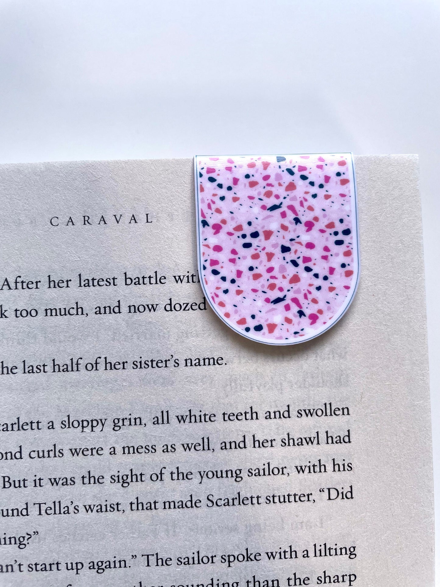 Pink Terrazzo Magnetic Bookmark