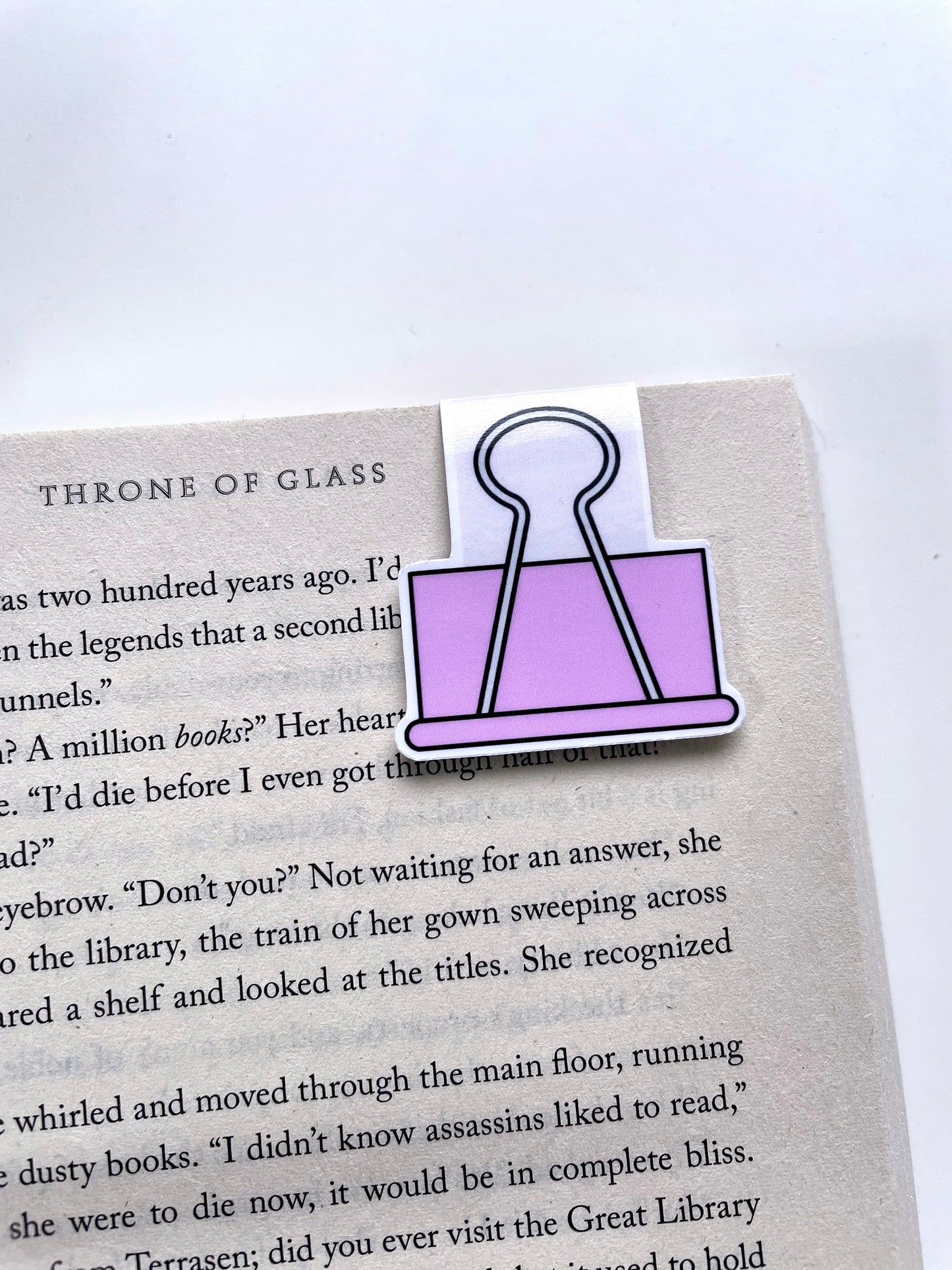 Pink Purple Binder Clip Magnetic Bookmark