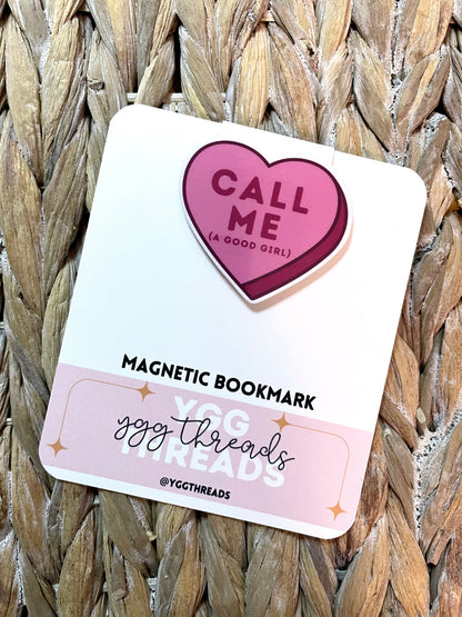 Call Me (A Good Girl) Candy Heart Magnetic Bookmark