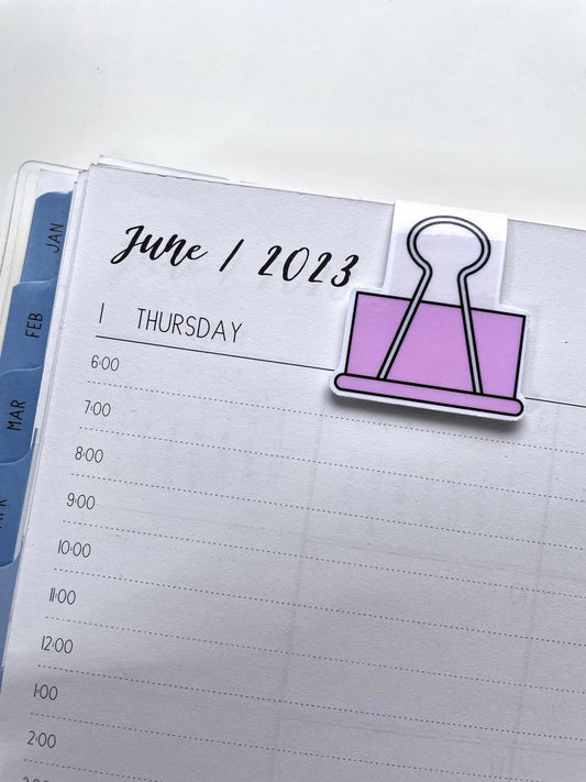 Pink Purple Binder Clip Magnetic Bookmark