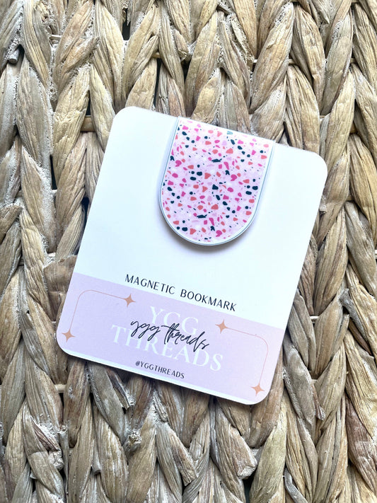 Pink Terrazzo Magnetic Bookmark