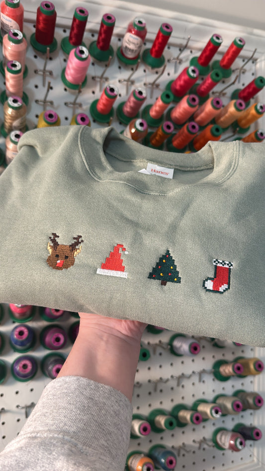 Christmas Cross Stitch Sweatshirt *RTS*