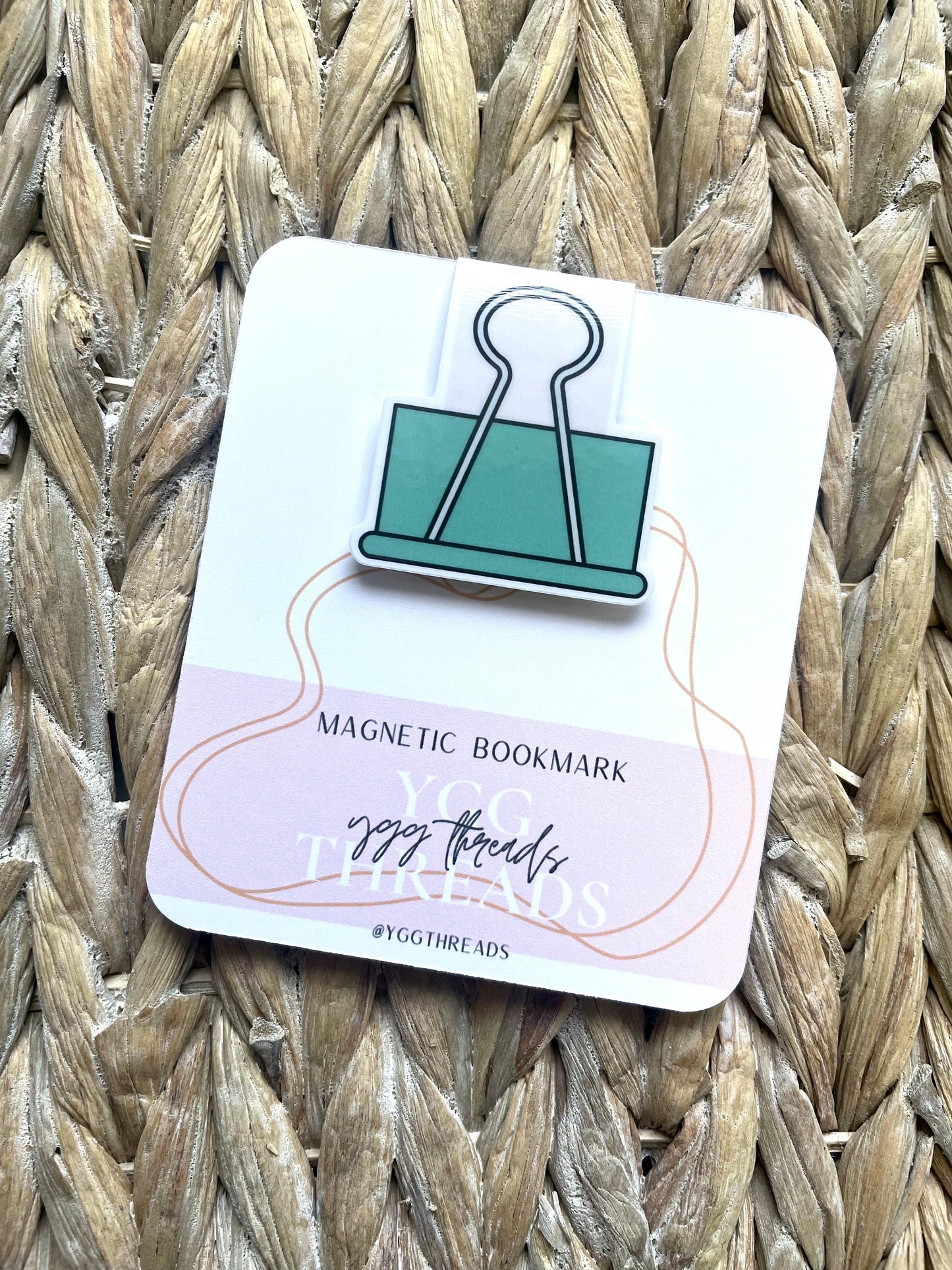 Green Binder Clip Magnetic Bookmark