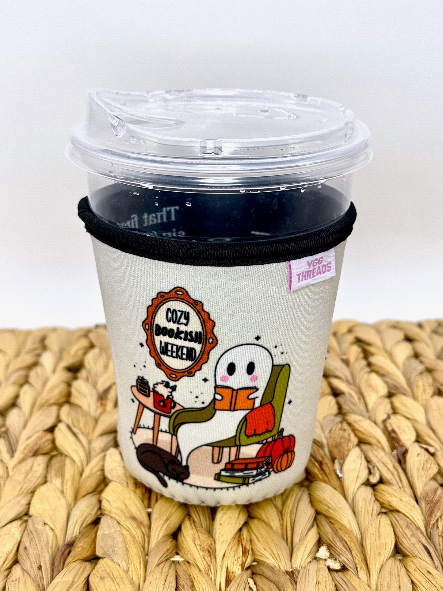 Cozy Bookish Ghost Drink Sleeve