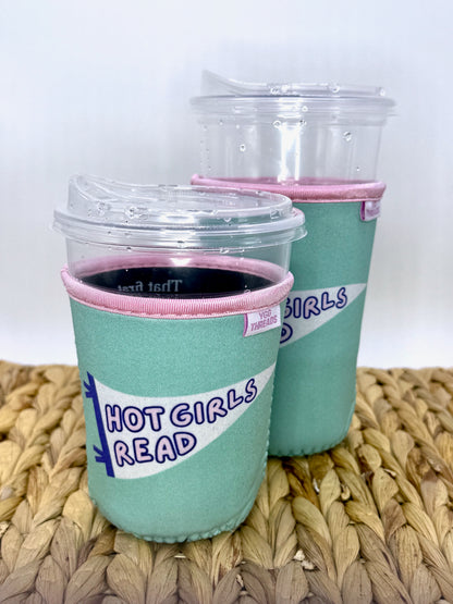 Mint Hot Girls Read Pennant Flag Drink Sleeve