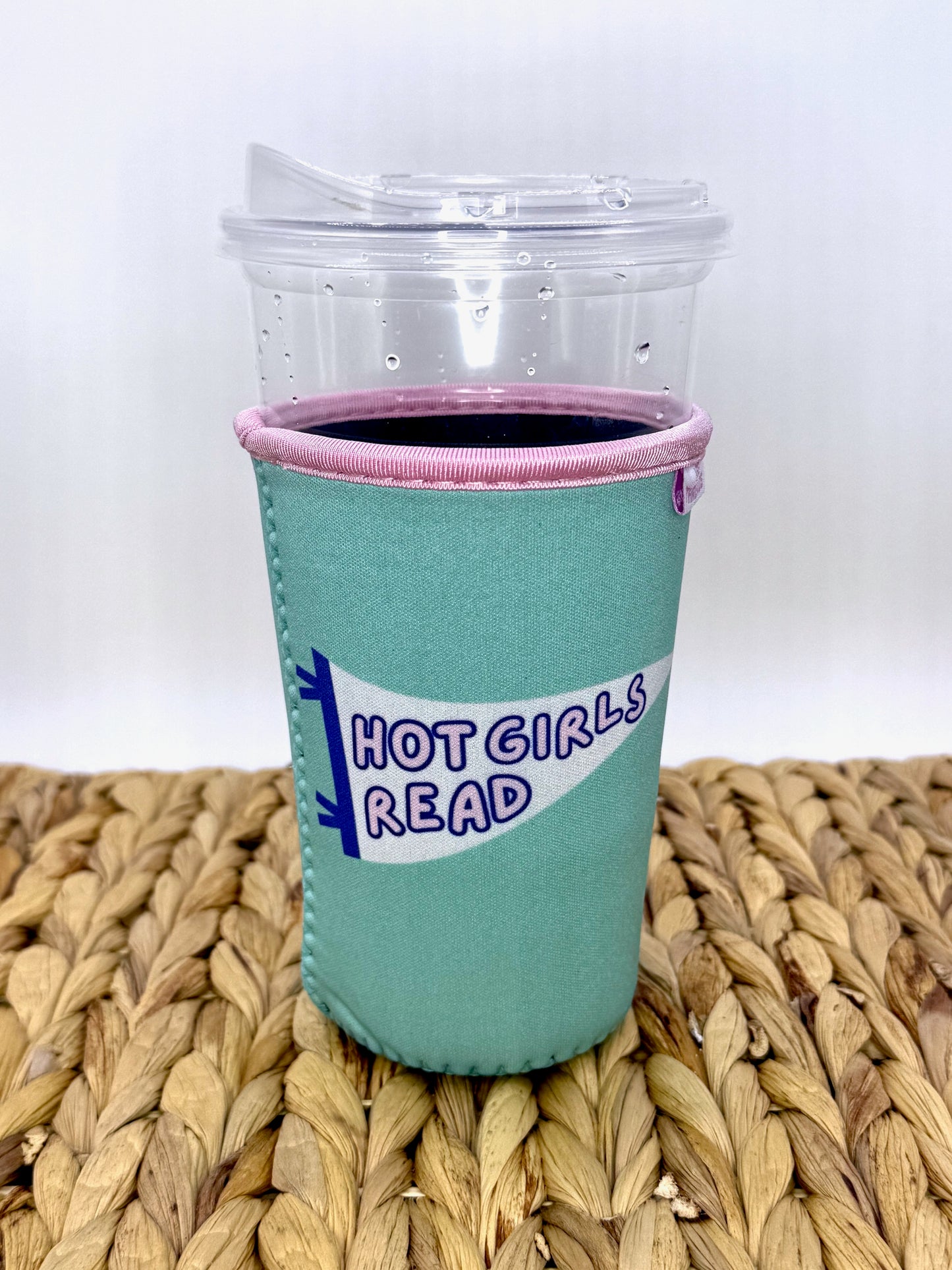 Mint Hot Girls Read Pennant Flag Drink Sleeve