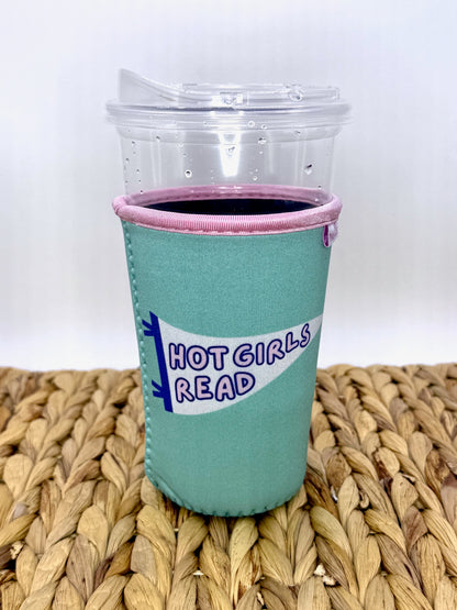 Mint Hot Girls Read Pennant Flag Drink Sleeve