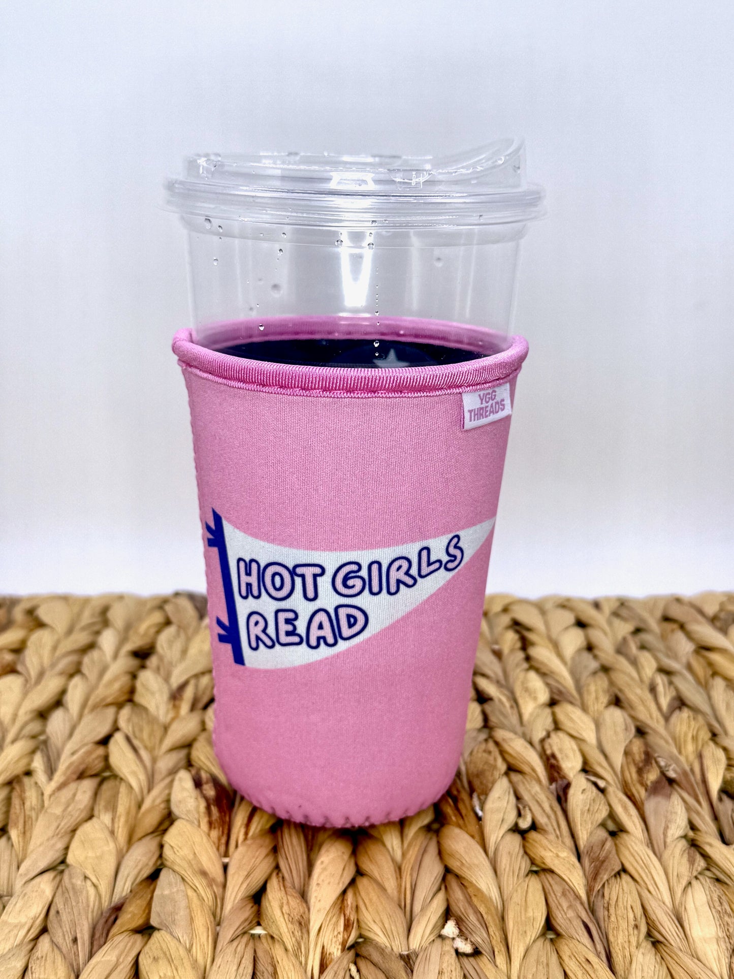 Pink Hot Girls Read Pennant Flag Drink Sleeve