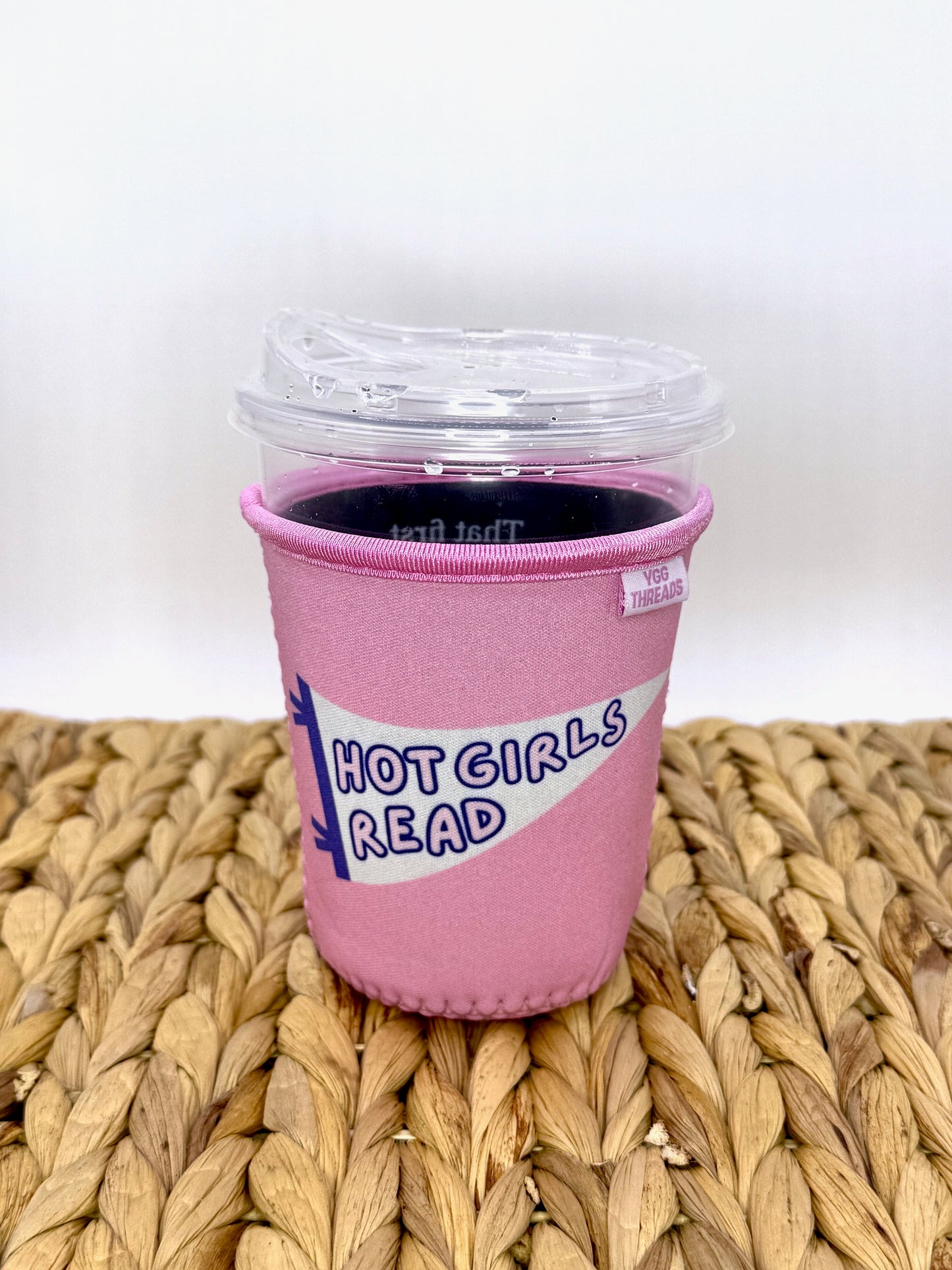 Pink Hot Girls Read Pennant Flag Drink Sleeve