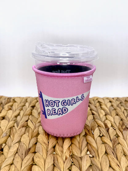 Pink Hot Girls Read Pennant Flag Drink Sleeve