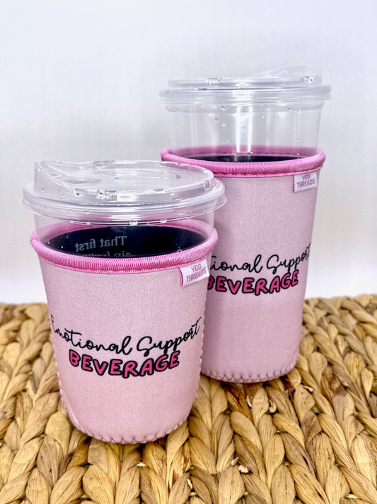 Pink Emotional Support Beverage Drink Sleeve