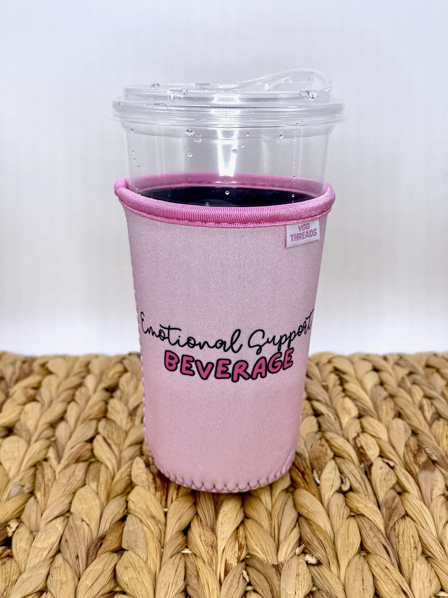 Pink Emotional Support Beverage Drink Sleeve