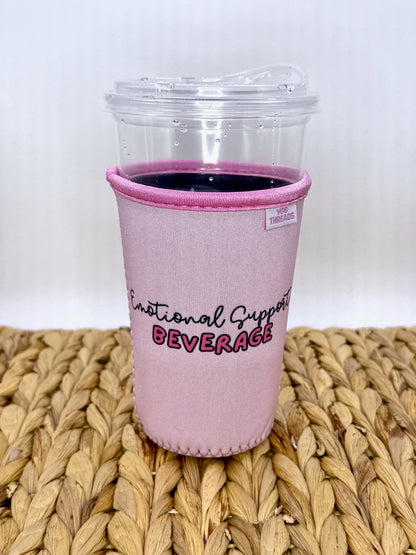 Pink Emotional Support Beverage Drink Sleeve
