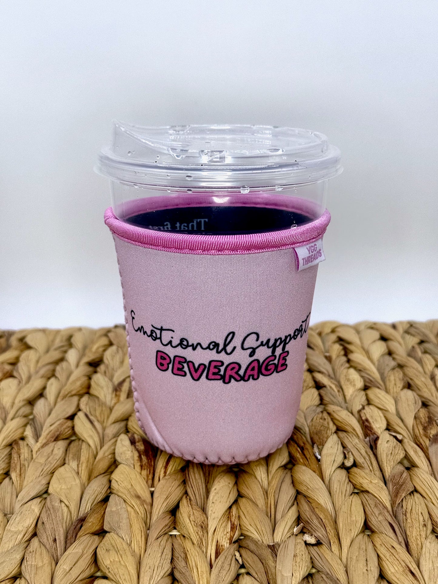 Pink Emotional Support Beverage Drink Sleeve