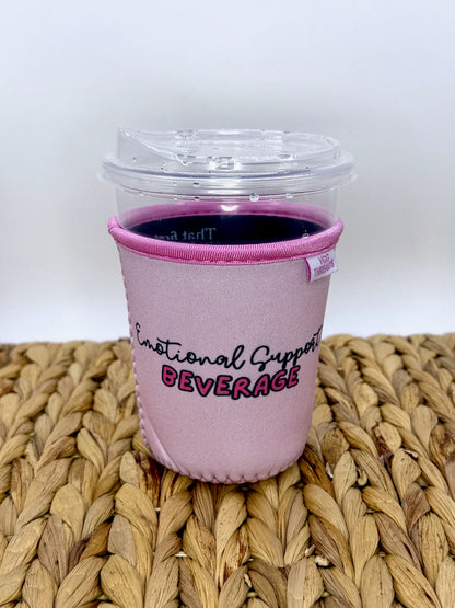 Pink Emotional Support Beverage Drink Sleeve