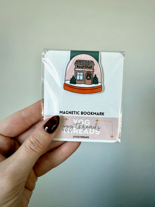 Snowglobe Christmas Bookshop Magnetic Bookmark