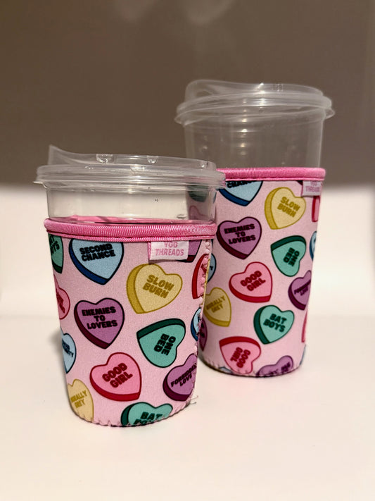 Candy Hearts Book Tropes Drink Sleeve