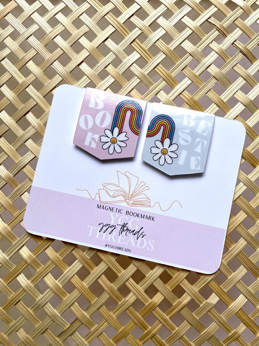Book Bestie Rainbow Daisy Magnetic Bookmark Set